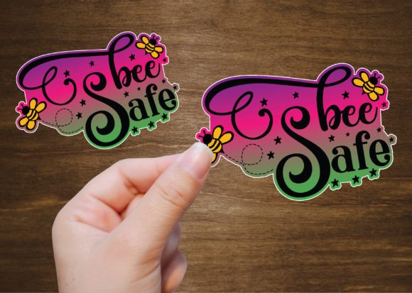 Bee Safe Gradient Color Sticker Design Graphics and Crafts Review